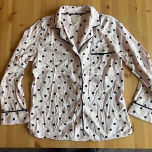 Kate‎ Spade Pink Polka Dot Pajama Top Long Sleeve Dream A Little Dream Small
